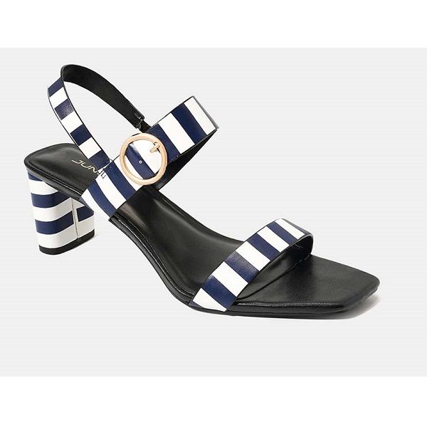 Giày Sandal Mũi Vuông Quai Ngang Juno Màu Sọc Xanh SD07047 (Store 1001)