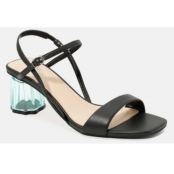 Giày Sandal Gót Trong Juno Màu Đen SD07052 (Store 1001)
