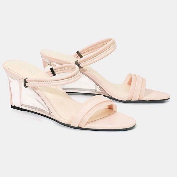 Giày Sandal Xuồng Quai Mũi Ngang Phối PVC Juno Màu Hồng Nhạt SD07054 (Store 1001)