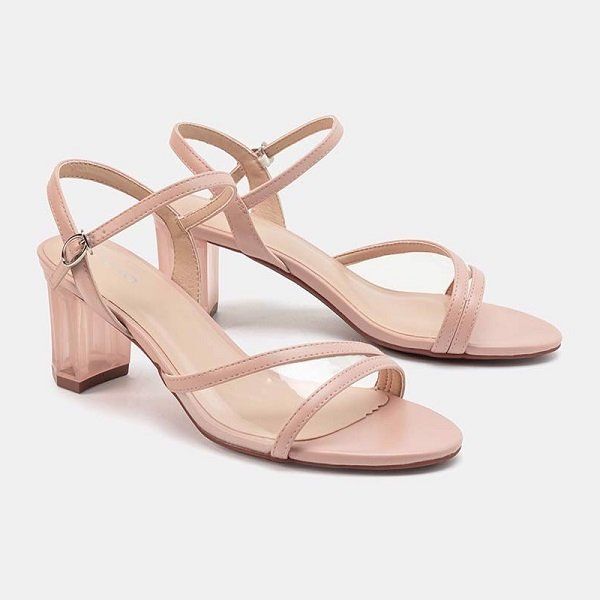 Giày Sandal Phối PVC Gót Trong Juno Màu Hồng SD07056 (Store 1001)