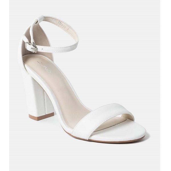 Giày Sandal Gót Vuông Juno Màu Trắng SD09070 (Store 1001)