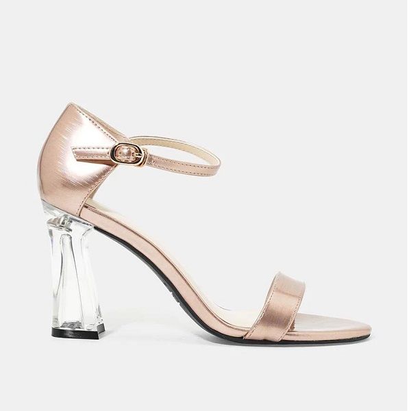 Giày Sandal Gót Trong Quai Ngang Juno Màu Hồng SD09082 (Store 1001)