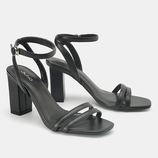 Giày Sandal Mũi Vuông Gót Vuông Juno Màu Đen SD09083 (Store 1001)