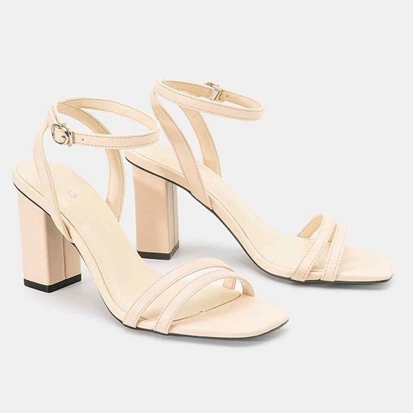 Giày Sandal Mũi Vuông Gót Vuông Juno Màu Kem SD09083 (Store 1001)