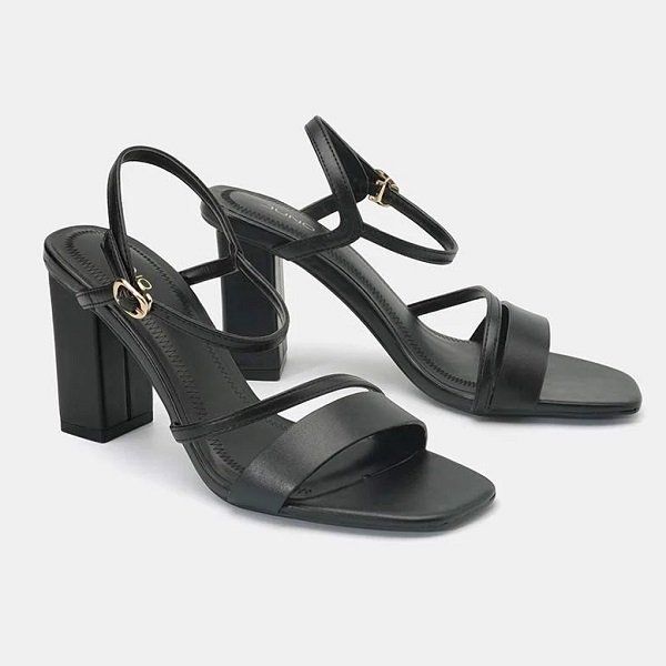 Giày Sandal Gót Vuông 9cm Quai Ngang Juno Màu Đen SD09084-DEN (Store 1001)
