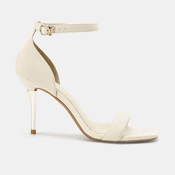 Giày Sandal Gót Thanh Phối Si Dập Ly Juno Màu Kem SD11011 (Store 1001)