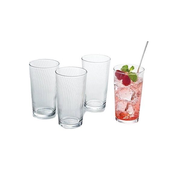 Set 4 Cốc Thủy Tinh Họa Tiết Vân Dọc 240ML