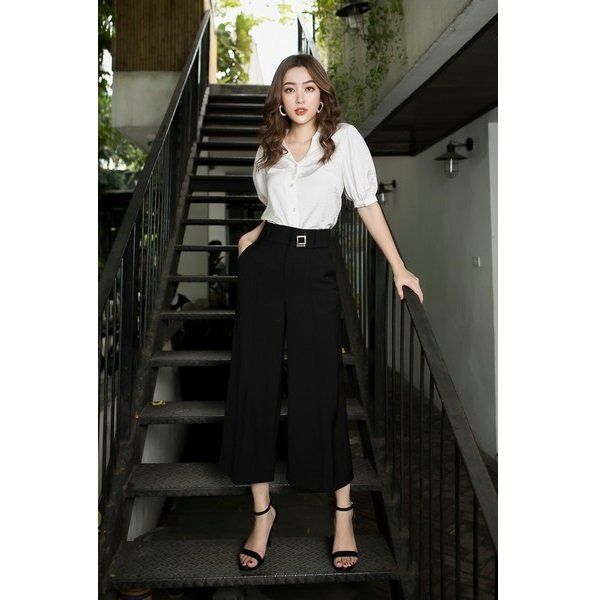 Sơ Mi Lụa Dáng Basic Vạt Ngắn Dài Charmilles Màu Trắng