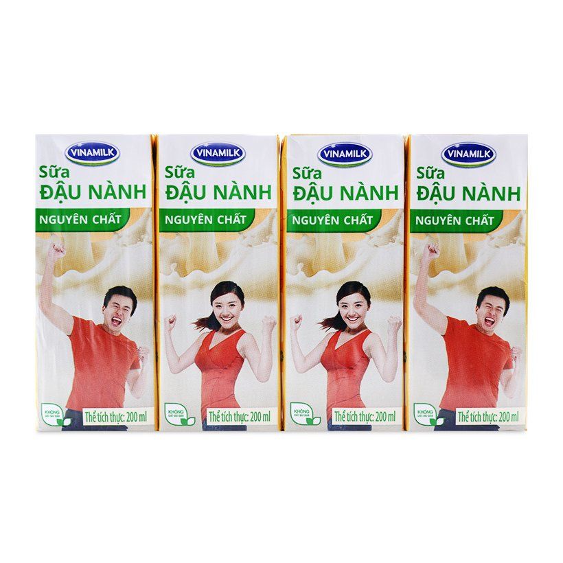 Sữa Đậu Nành Vinamilk Nguyên Chất - Lốc 4 Hộp x 200ml