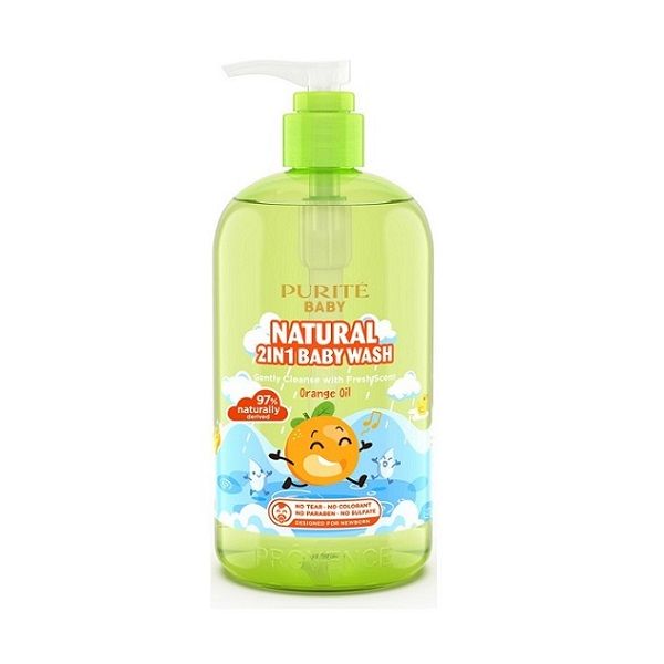 Sữa Tắm Gội Thiên Nhiên Purité Baby Tinh Dầu Cam 500ml