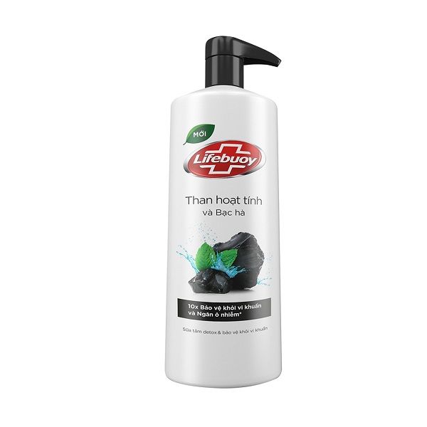 Sữa Tắm Lifebuoy Than Hoạt Tính Bạc Hà (850g)