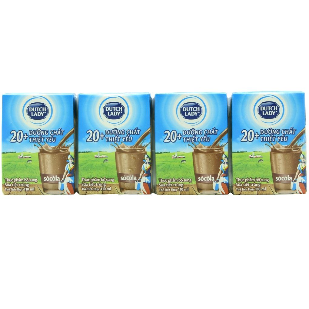 Sữa Tươi Tiệt Trùng Cô Gái Hà Lan Hương Socola - Lốc 4 x 110ml