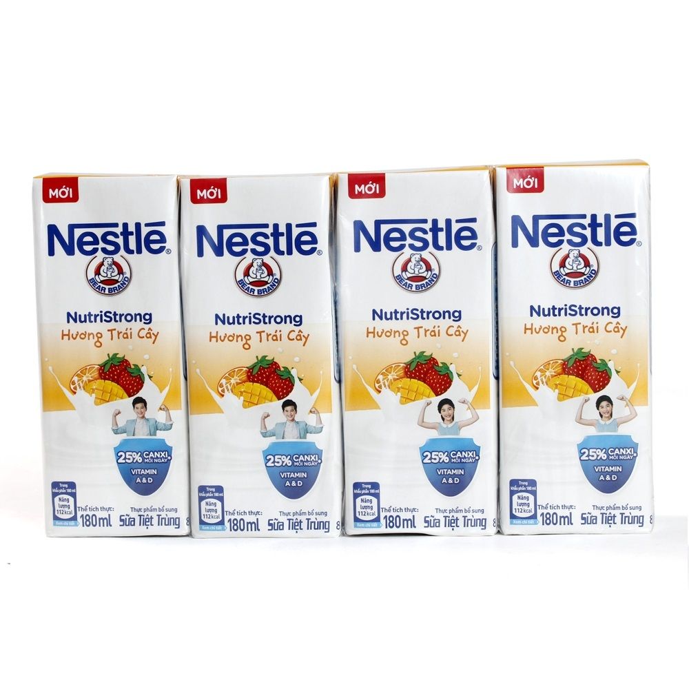 Sữa Tiệt Trùng Nestle Bear Brand Hương Trái Cây - Lốc 4 x 180ml