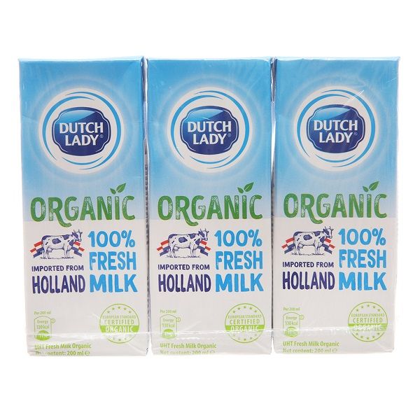 Sữa Tươi Tiệt Trùng Dutch Lady Organic 100% - Lốc 3 x 200ml