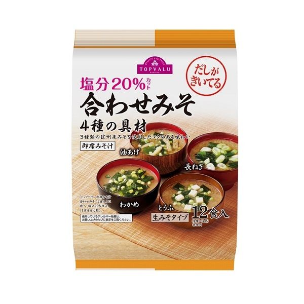 Súp Miso 4 Loại Giảm 20% Muối Topvalu - Gói 177.9g