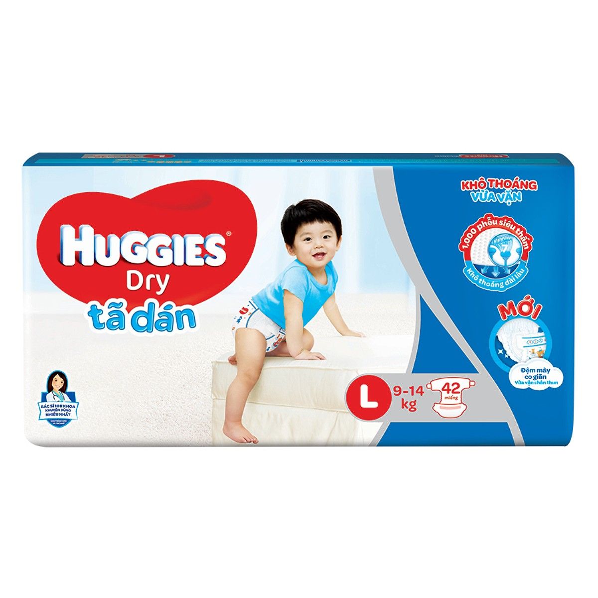 Tã Dán Huggies Dry Cho Bé Từ 9-14kg L42 - 42 Miếng