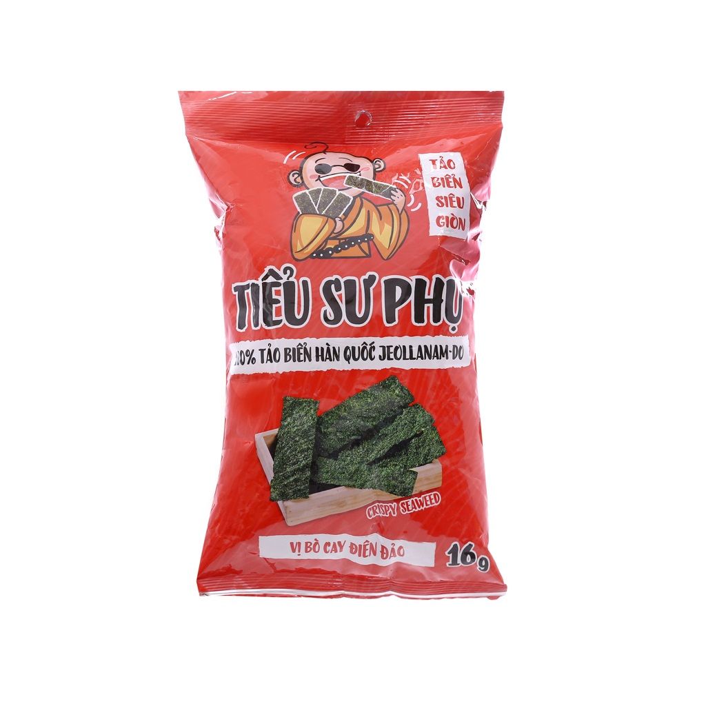 Snack Tảo Biển Tiểu Sư Phụ Siêu Giòn Vị Bò Cay Điên Đảo 16g