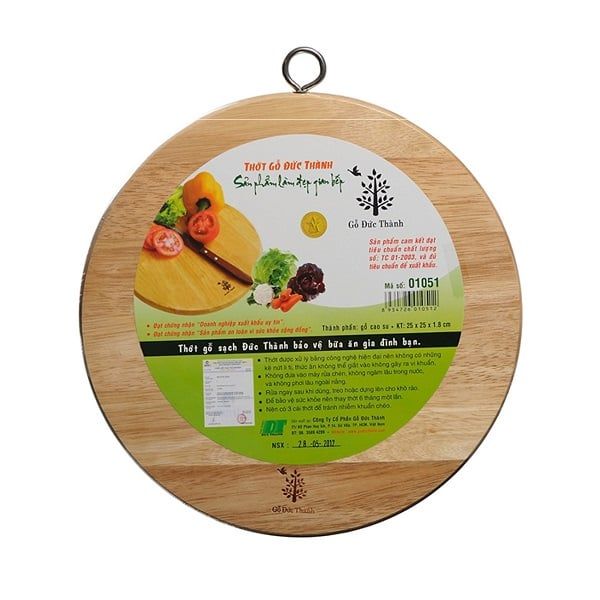 Thớt Tròn Gỗ Đức Thành Khoen D250 (24.5 x 24.5 x 1.8cm)