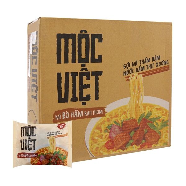 Thùng 30 Gói Mì Mộc Việt Bò Hâm Rau 75g