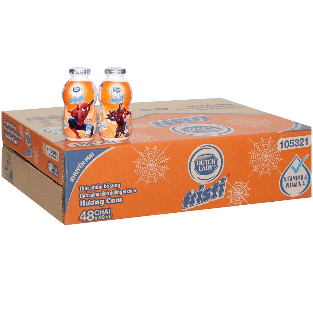 Thùng 8 Lốc 6 Hộp Sữa Chua Fristi Hương Cam 80ml (48 Hộp)