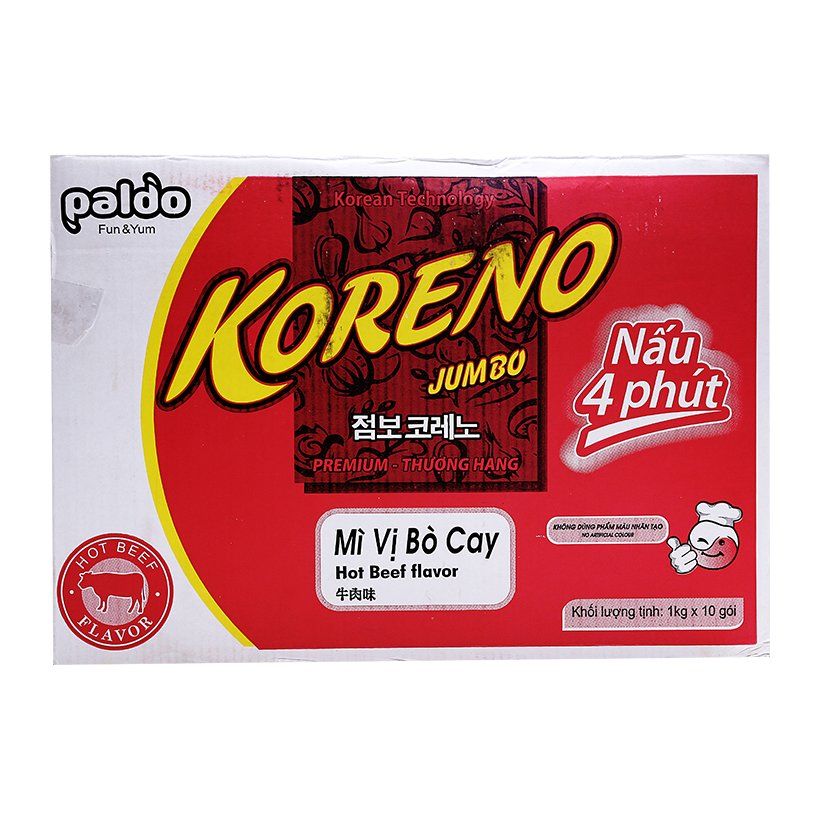Thùng Mỳ Jumbo Koreno Bò Cay 10 Gói