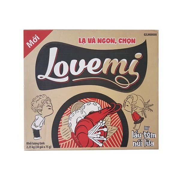 Thùng 30 Mì Lovemi Lẩu Tôm Núi Lửa 75g
