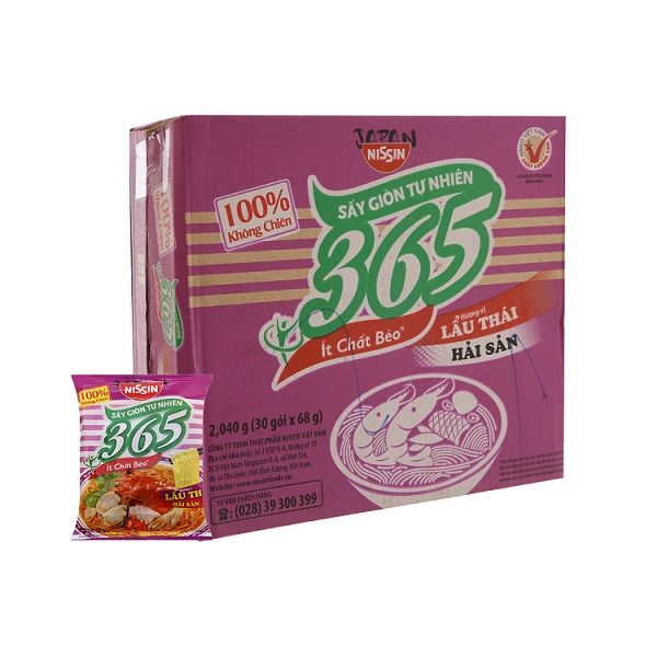Thùng 30 Mì Nissin 365 Lẩu Thái Hải Sản 68g