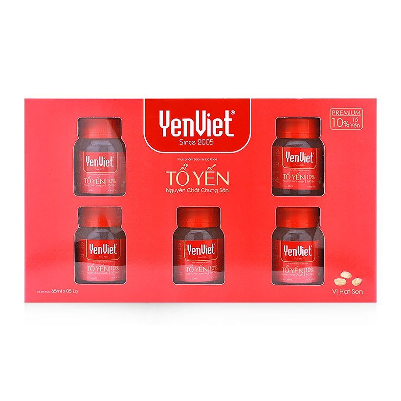 Tổ Yến Chưng Sẵn Vị Hạt Sen Yến Việt - 5 Hũ 65ml