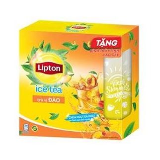 Lô 2 Hộp Trà Lipton Ice Tea Vị Đào 14gx16 + Bình Thủy Tinh