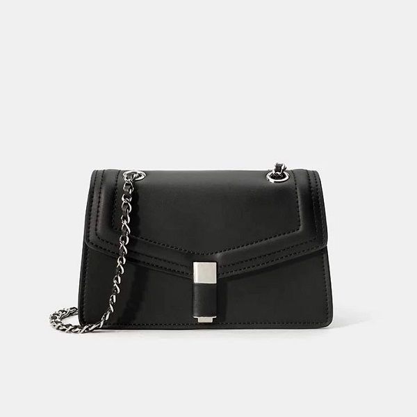 Túi Xách Nhỏ Đeo Chéo Khóa Bấm Juno Màu Đen TXN414 (Store 1001)