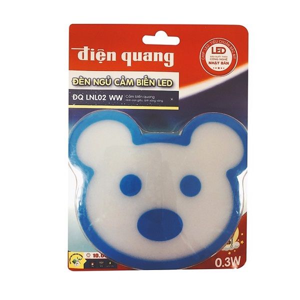 Đèn Ngủ LED Điện Quang ĐQ LNL02 WW (Cảm Biến Quang, Hình Con Gấu, Ánh Sáng Vàng)