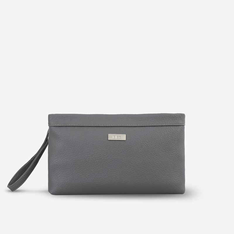 Túi Clutch Cầm Tay Nam Nữ Phom Chữ Nhật IDIGO UB2-3363-522 Xám Nhạt (Store 1001)