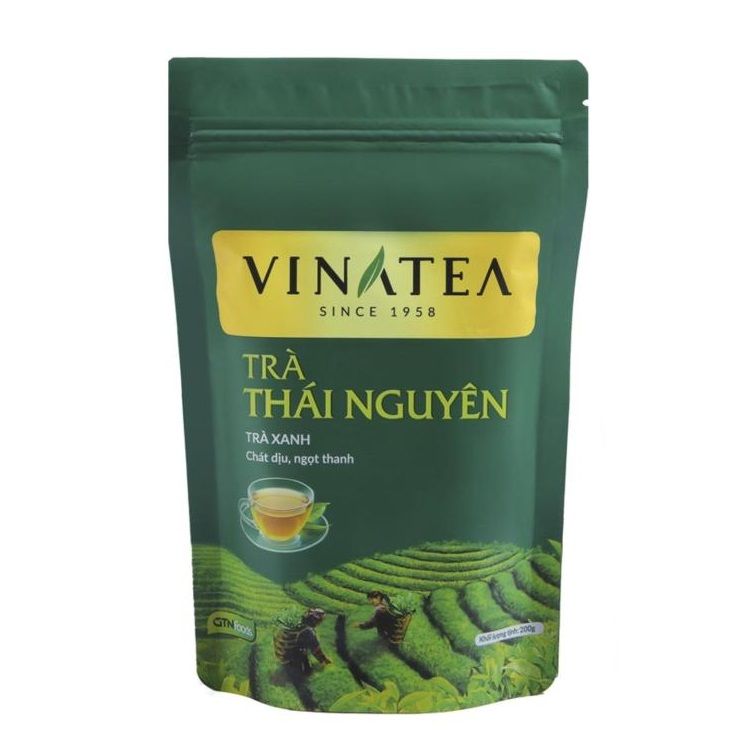 Trà Xanh Thái Nguyên Vinatea Sợi Rời Túi Zip 200g
