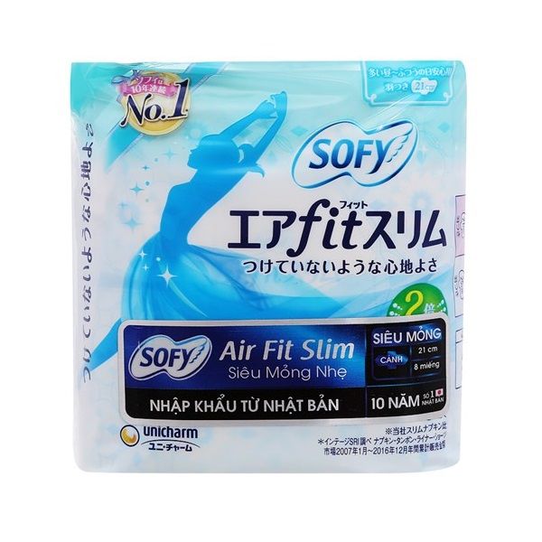 Băng Vệ Sinh Sofy Air Fit Slim Cánh 21cm - 8 Miếng