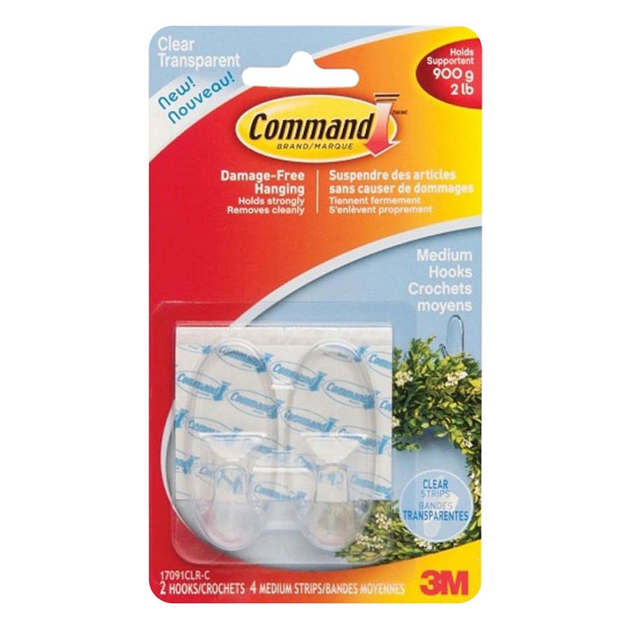 Móc Dán Tường Trong Suốt 900g 3M Command 17091 Vỉ 2 Cái