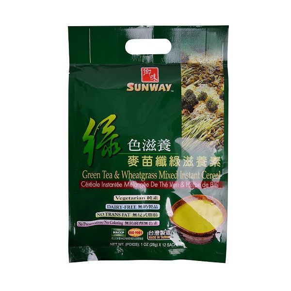 Ngũ Cốc Sunway Green Tea & Wheatgrass Mixed Instant Cereal (12 Gói x 28g)
