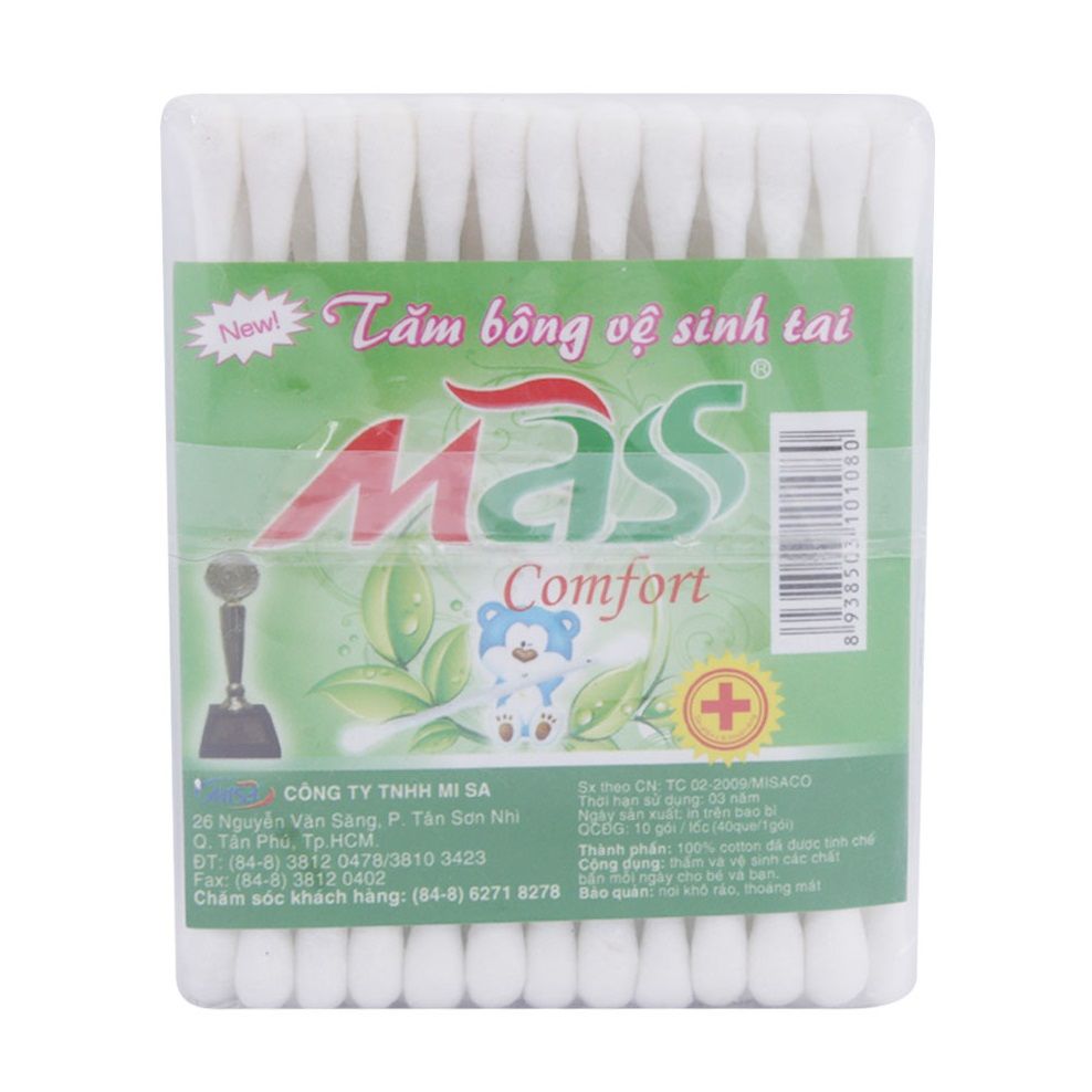 Tăm Bông Vệ Sinh Tai Mass Comfort - Lốc 10 Gói
