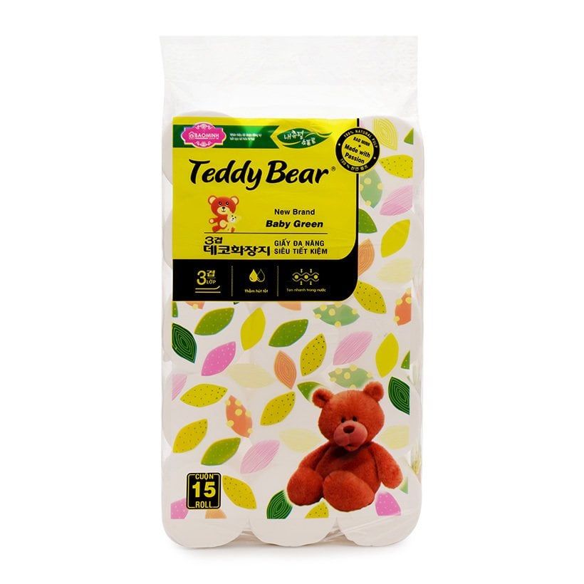 Giấy Vệ Sinh Teddy Bear 15 Cuộn Không Lõi