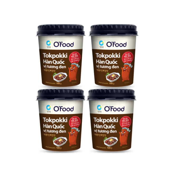 Combo 4 Ly Bánh Gạo Tokpokki O'food Vị Tương Đen 105g
