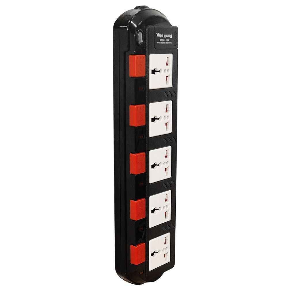 Ổ CẮM ĐIỆN QUANG ESK 2B.SM750SL - 5 LỖ 3 CHẤU DÂY 2M MÀU ĐEN TRẮNG ĐỎ