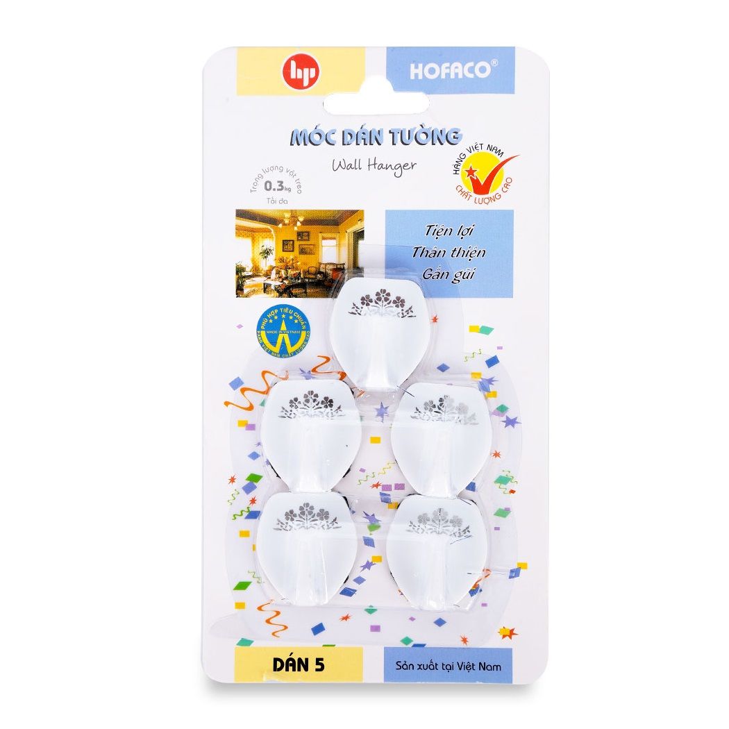 Móc Dán Tường Vỉ 5 Cái HPG09