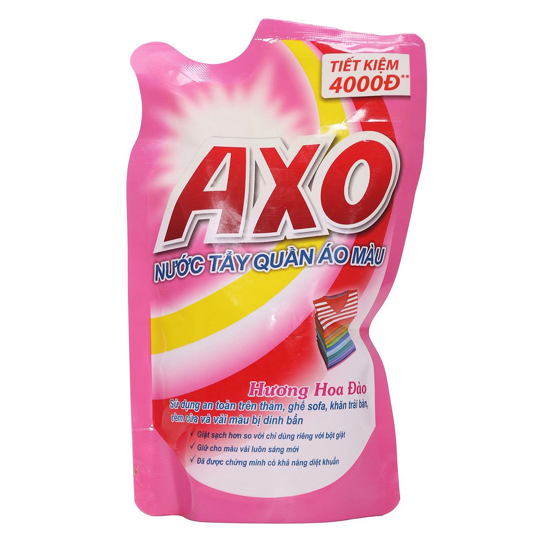 Nước Tẩy Quần Áo Màu Axo Hồng - Hương Hoa Đào, Túi 400ml