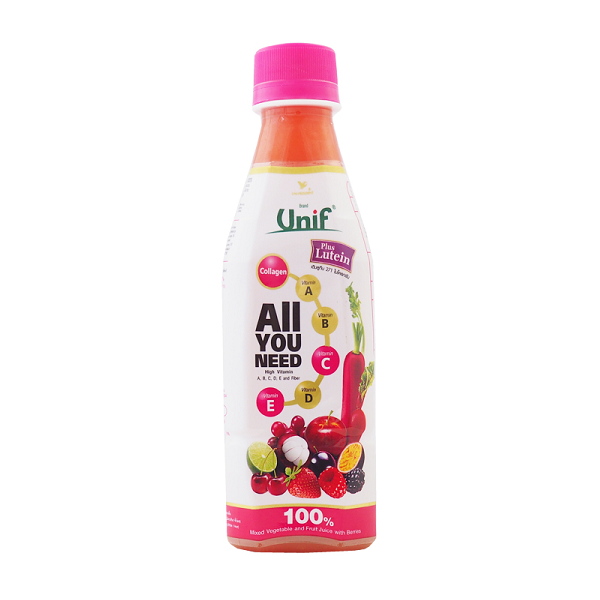 Nước Ép Hỗn Hợp UNIF Rau Cũ Quả Chai 300ML (Chai Hồng)
