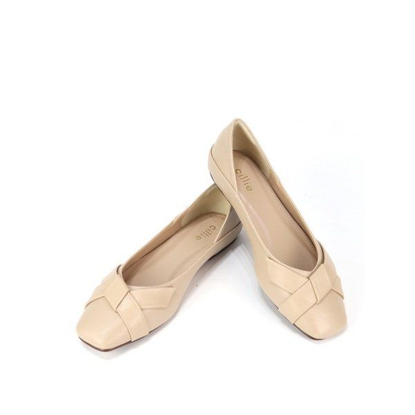 Giày Búp Bê Mũi Vuông Màu Kem Cillie 1136 (Store 5703)