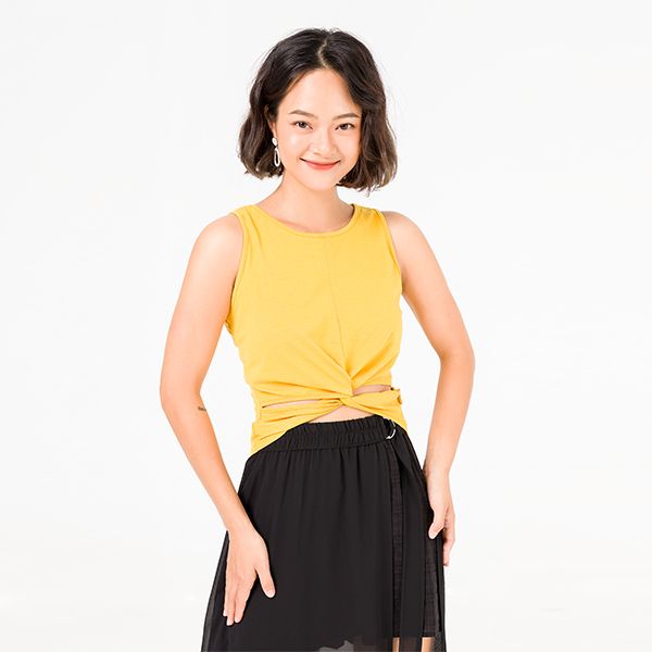 Áo Croptop Sát Nách Màu Vàng Vien Tran V61R20H035-S2700