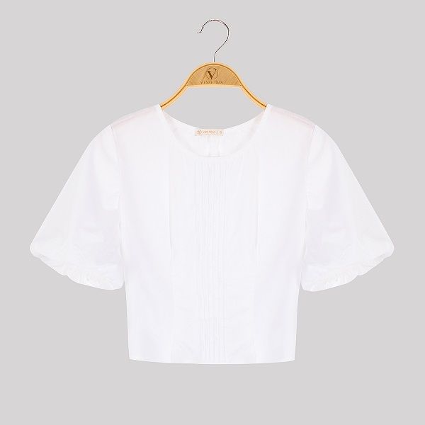 Áo Croptop Tay Bồng Vien Tran Màu Trắng