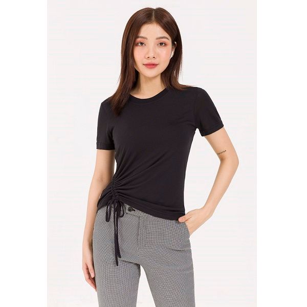 Áo Cotton Rút Nhún Màu Đen Vien Tran V61S20H024-S1400