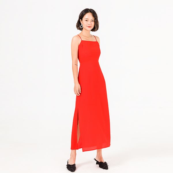 Đầm Maxi Hở Lưng Màu Đỏ Vien Tran V63M20H028-S2400