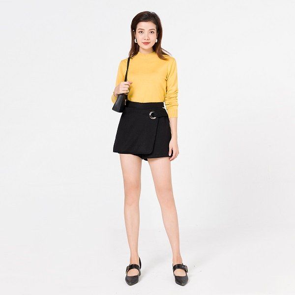 Quần Short Dạ Vien Tran Màu Đen