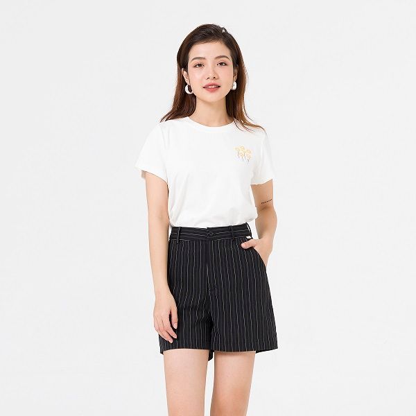 Quần Short Vien Tran Màu Đen Kẻ Sọc Trắng GBT008
